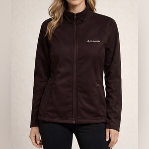 Columbia Women’s XL Brown Softshell Jacket Full Zip Fleece Lined Outdoor GUC